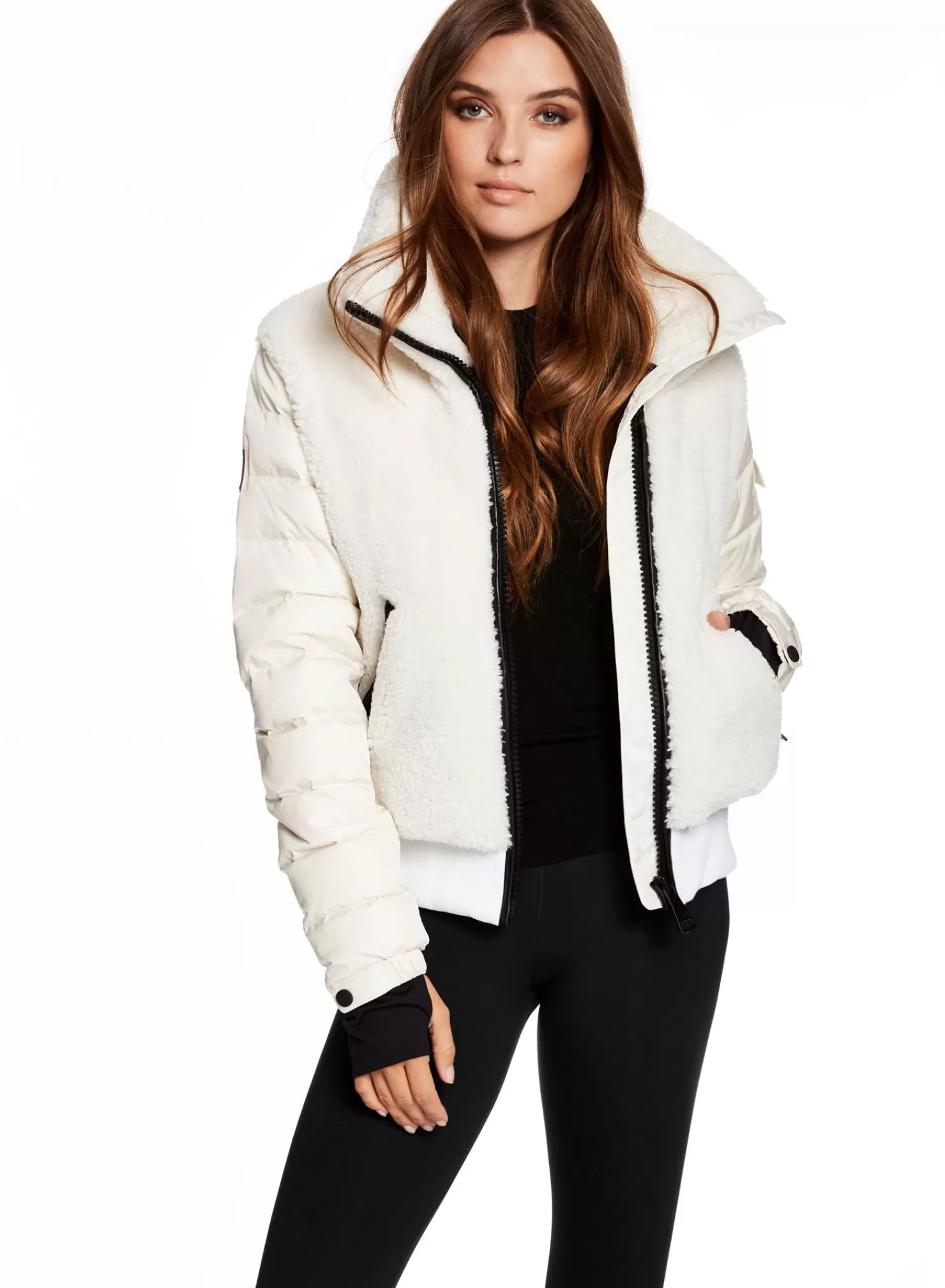 SAM Sherpa Jackets | Carson White Sherpa/Cream Sleeves